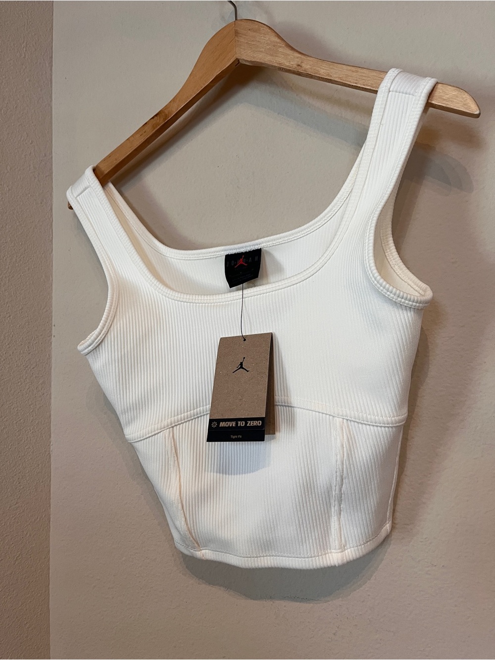 Jordan Ivory Ribbed Rounded Square Neck Cropped Tank Top NWT $62 - Picture 6 of 8